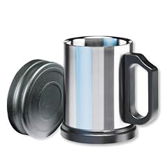 Isosteel VA-9557 Isolierbecher 0,4 L aus doppelwandigem 18/8 Edelstahl mit Kunststoffdeckel und abnehmbarem Anti-Rutsch-Boden