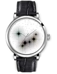 SPRAWL Aanalog Fashion Series Silver Ladies Watches of Genuine Black Leather Strap,Unique Wrist Watch for Women Girls Designed with Circles with picks and points