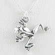 Three Dimensional Climbing Tree Frog Pendant in Sterling Silver on a 16" Box Chain, #8504