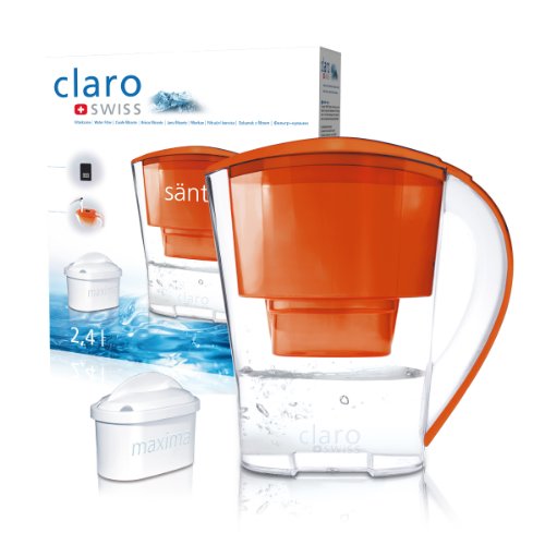ClaroSwiss 30000035 Wasserfilter Starterpaket Säntis, inklusive 1 Filterkartusche, 2.4 Liter, orange