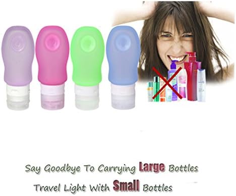Travel Size Toiletry Bottles Set - TSA Airline Carry-on Approved - Leak proof - BPA Free - Reusable Squeezable Refillable Travel Containers for Shampoo Conditioner Lotion Cosmetic Products