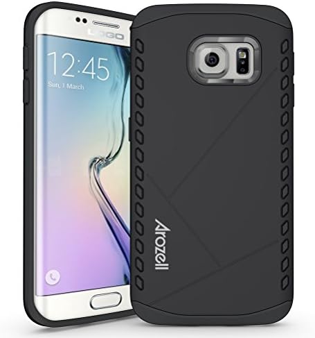 Arozell Galaxy S6 Edge Case - Aegis Armor Hybrid Design with Maximum Scratch and Impact Protection for S6 Edge Phone - Black