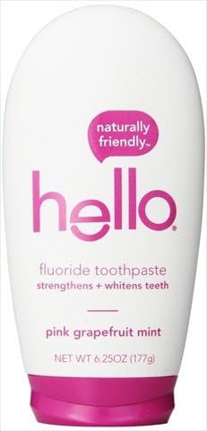 Hello 99% Natural Whitening & Anticavity Toothpaste, Pink Grapefruit Mint Flavor, 6.25 Oz (2 Pack, 12.50 Oz Total)
