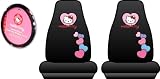 A Set of 2 Front Universal Fit Bucket Seat Cover and Steering Wheel Cover - Sanrio Hello Kitty Hearts