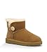 UGG Mini Bailey Button Kids Sheepskin Boots (4, Chestnut)