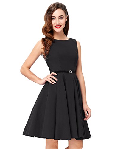 Women Vintage Swing Dresses with Belt BP157 (Multi-Colored)