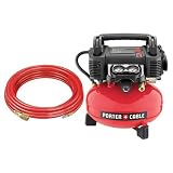 Porter-Cable C2004-WK 4 gallon Oil-Free Pancake Compressor with 25-Feet PU Hose and Fittings