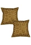 2Pc Handmade Mirror Cushion Covers Indian Antique Vintage India