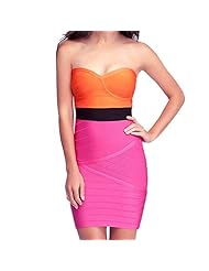 Strapless Nylon/Rayon/Spandex Stretchy Cocktail Bodycon Dress/Club Dress/Party Dress/Wedding Dress/Mini Dress 