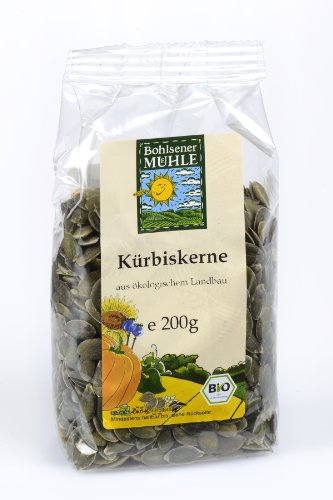 Bohlsener Mühle Kürbiskerne, dunkelgrün, 3er Pack (3 x 200 g Packung) - Bio