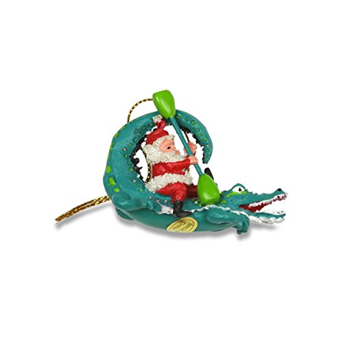 Santa Riding Gator Christmas Ornament