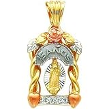 14K Tri Color Gold 15 Anos Virgin Mary CZ Charm