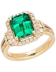 Colombian Emerald and Diamond Ring in 18kt yellow gold