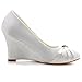 ELEGANTPARK Women High Heel Pumps Closed Toe Rhinestones Satin Evening Prom Wedding Wedges