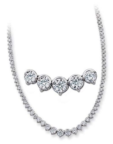 14k White 8.13 Ct Diamond Necklace - JewelryWeb 