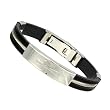 10mm Wide Stainless Steel and Rubber Cross Bracelet 8"