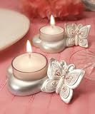 Enchanting Butterfly Design Candle Holders - Pink Stones (Set of 20) - Baby Shower Gifts & Wedding F