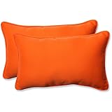 Pillow Perfect Indoor/Outdoor Sundeck Corded Rectangular Throw Pillow, Orange, Set of 2