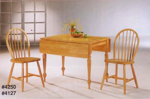 Natural Solid Wood Drop Leaf Farm Table & 4 Chairs