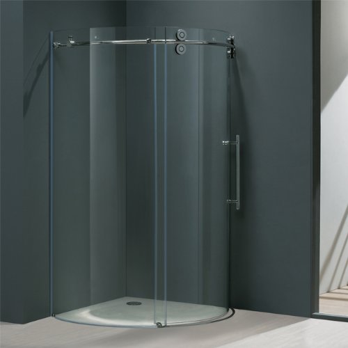 Vigo Industries VG6031CHCL36R Frameless Round Clear Shower Enclosure, Chrome