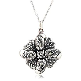 Sterling Silver Marcasite Flower Pendant, 18 by Amazon.com Collection