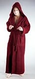 Hood N Full Style Hooded Full Length Bathrobe (L, Burgundy)