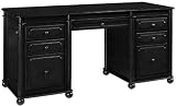 Essex Executive Desk, Black Finish 4 drawer, 1 door, 1-DOOR&4-DRAWER, BLACK