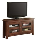 Walker Edison 44-Inch Corner Wood TV Console, Traditional Brown