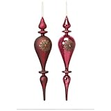 Pack of 6 Victorian Inspirations Red Glass Finial Christmas Ornaments 12.5