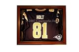 St. Louis Rams Football Jersey Display Case with Removable Face and Classic Wood Finish Frame
