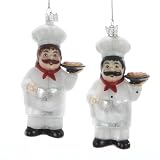 Pack of 8 Noble Gems Pizza Shop Blown Glass Chef Christmas Ornaments