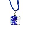 Handmade Murano Glass Pendant - Square S Blue/Silver Style1
