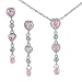 Sterling Silver Dangling Heart Necklace and Earring Set