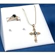 White Leather Ring Earring Pendant Combo Display
