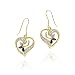 18K Gold over Sterling Silver Ruby, Sapphire, Emerald & Diamond Heart Dangle Earrings