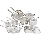 T-fal C771SF Elegance Stainless Steel Cookware Set, 15-Piece, Silver