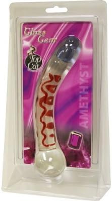 Glass Gem Amethyst 8" Textured Wand Massager