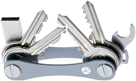 Compact Key Holder KIT (4 GB Flash drive and Bottle Opener included) / Swiss Army Style Key Organizer by NJM. Holds 2-16 keys (Silver)