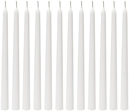 SRG White Unscented 10" x 7/8" Taper Candles Pack of 12