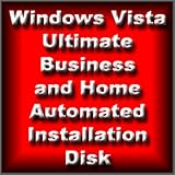 Automated Installation Disk for Microsoft Windows Vista Ultimate, Business or Home Edition SP1 that will repartition and format hard drive and perform clean unattended install to remove virus and software problems, repair and renew your computer.