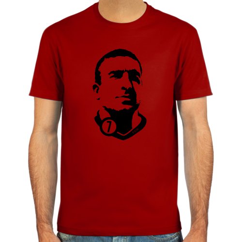 T-Shirt Eric Cantona ::: Farbauswahl: skyblue, sand, weiß oder deepred ::: Fußball-Kult