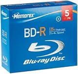 Memorex 32020014034 4X Write Once Bd-R Blu-Ray Discs with Jewel Case (5Pk)