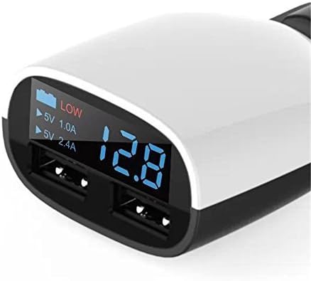 Car Charger,3.4A High Speed Rapid Dual Port Blue LED Light USB Car Charger,Displays Car¡¯s Voltage with Warning Buzzer,Compatible with Most of Android/windows Smart Cell Phone and Tablets.
