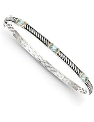 Sterling Silver W/14k 1.80sky Blue Topaz Bangle Bracelet, Best Quality Free Gift Box Satisfaction Guaranteed