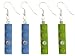 Lime & Blue Recycled Lego® Rectangle Earrings with Swarovski Crystal (Set of 2)