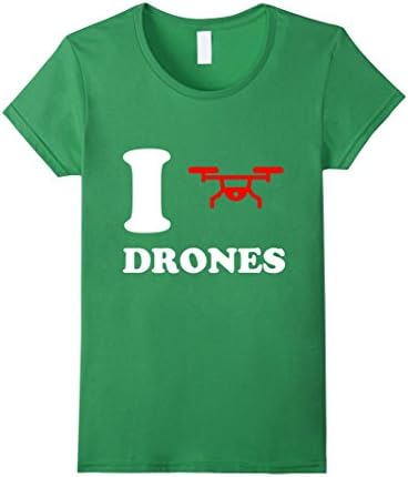 Women's I Love Drones Quadcopter Multirotor T-Shirt Medium Grass