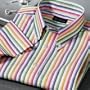 Wrinkle \ Stain Resistant Tonal Stripe Short Sleeve Sport Shirt