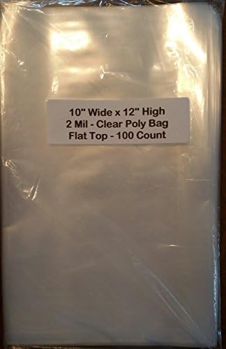 12 X 10 Poly Bags Clear 2 Mil 100 Count Flat Top