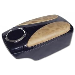 FK Automotive FKMAL14 Mittelarmlehne FK Design 3 - universal Staufach mit Antirutsch Gummieinlage, Dosenhalter und Brillenbox, Kunststoff/Leder, schwarz/beige