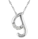 14ct White Gold .03ctw Diamond (I-J,I2-I3) Initial G Pendant with 17 inch Chain